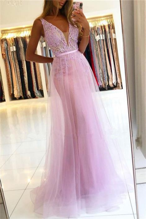 Straps V-neck Sheath Floor-length Beaded Applique Prom Dresses cg14596