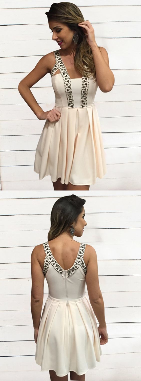 Simple Short Homecoming Dress, Round Neck Party Dress cg14618
