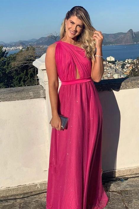 Sequin One-shoulder Prom Dress Sheath Shiny Floor-length With-belt cg14647