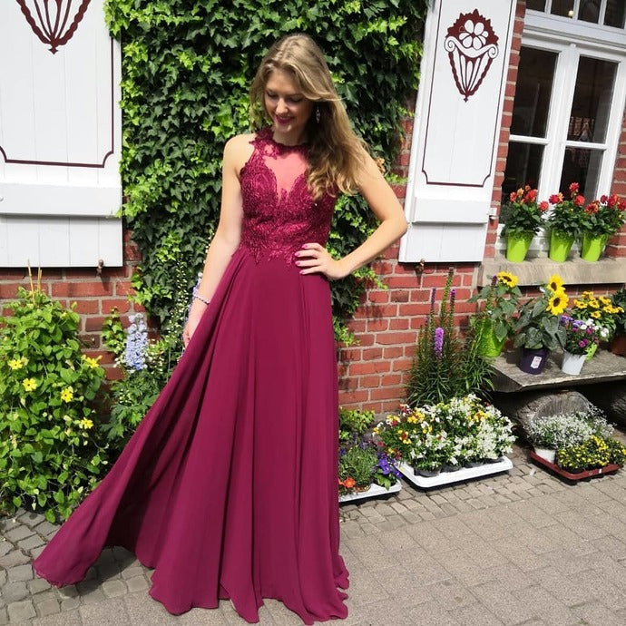 Charming O-Neck A-line Prom Dresses,Long Prom Dresses,Cheap Prom Dresses cg14658