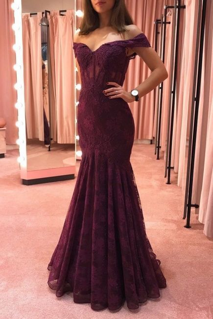Schulterfreies langes Ballkleid, Meerjungfrau-Ballkleid cg14665