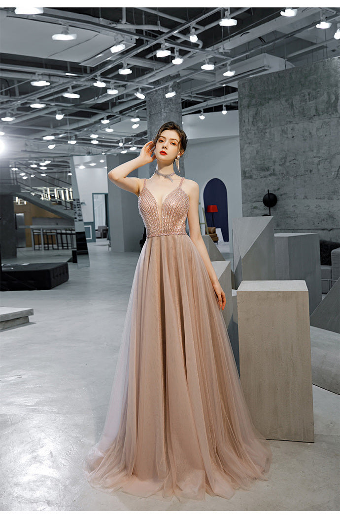 Charming V-Neck A-Line Prom Dresses,Long Prom Dresses,Cheap Prom Dresses, Evening Dress cg14682