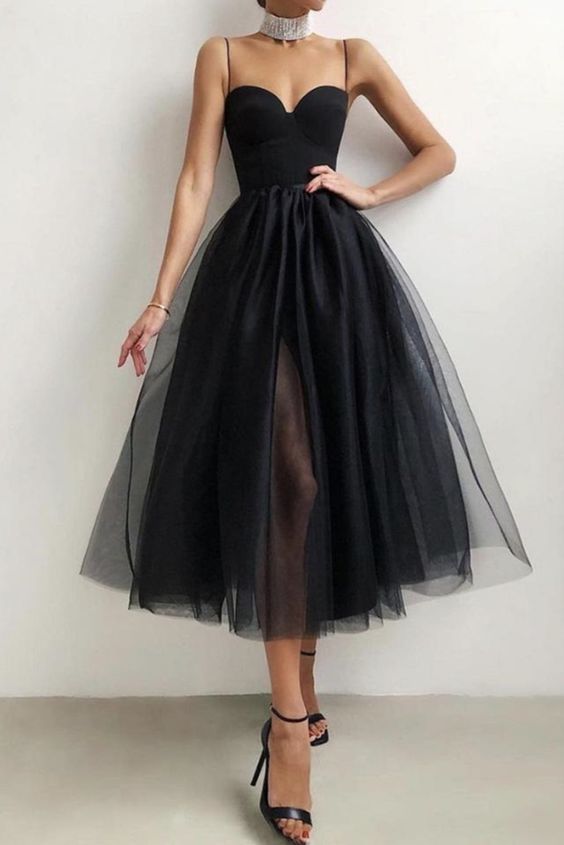 Sweetheart Neck Short Black Prom Dresses with Straps, Short Black Formal Graduation Evening Dresses cg14727
