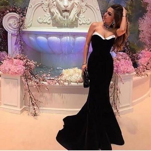 Long Plus Size Prom Evening Dresses Mermaid Black Prom Party Gowns cg14795