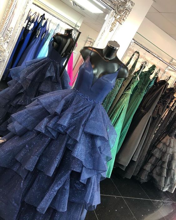 Dark Navy Prom dresses, Long Prom Dress, Prom dress cg14807