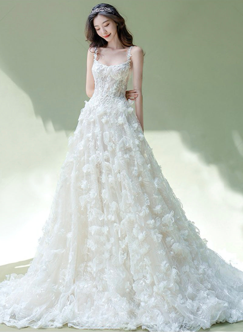 WHITE A LINE APPLIQUE LONG BALL GOWN PROM DRESS FORMAL DRESS cg14871