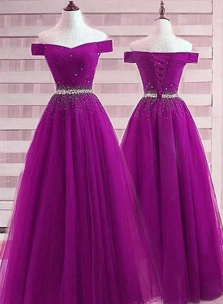 Beautiful Purple Beaded Sweetheart A-line Prom Dress, Long Party Dress cg14884