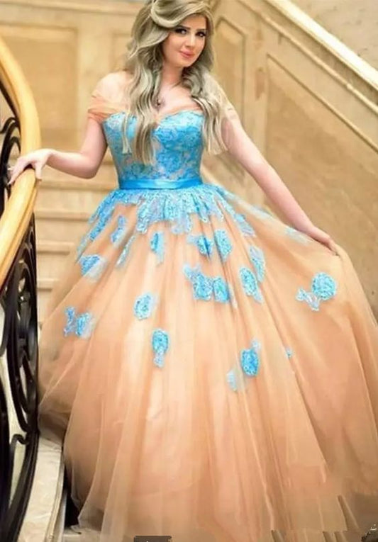 Abendkleider für Damen, Vestido Longo De Renda, schulterfrei, Applikationen, Ballkleid, Abend- und Abschlussballkleider, cg14949