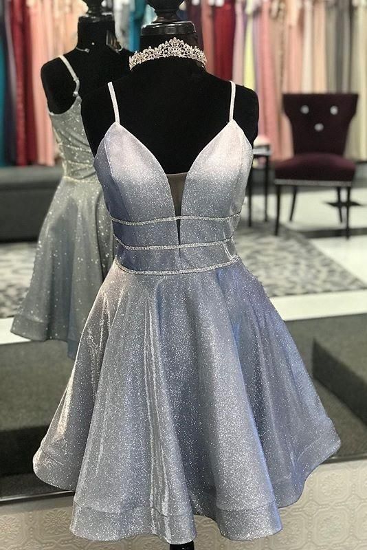 Spaghetti Straps Short Homecoming Dress,V-Neck Graduation Dress, cg15013