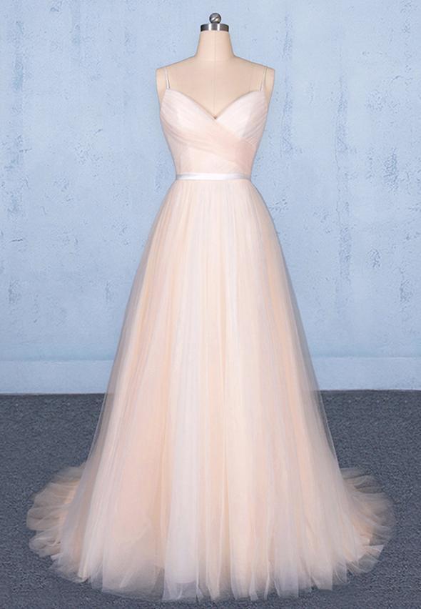 Pink tulle long prom dress pink evening dress cg15031