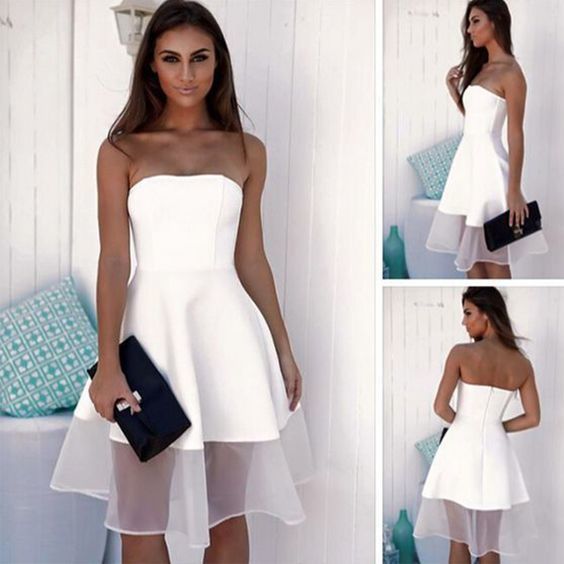 Sexy Trägerloses Chiffon Patchwork Abendkleid Homecoming cg1506