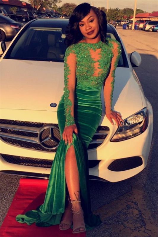Green Evening Gown Sexy Court Train Prom Party Dress cg15062