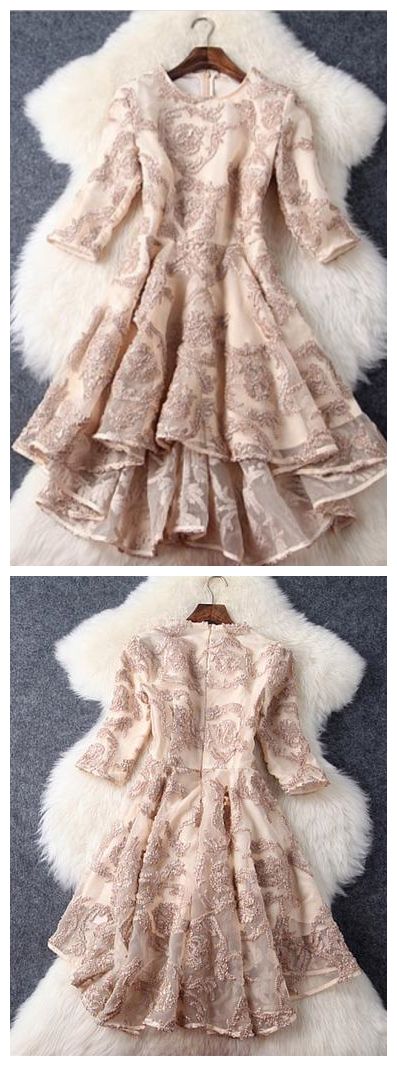 Mode High-Low Rundhals Spitze Kurzes Homecoming-Kleid cg1509