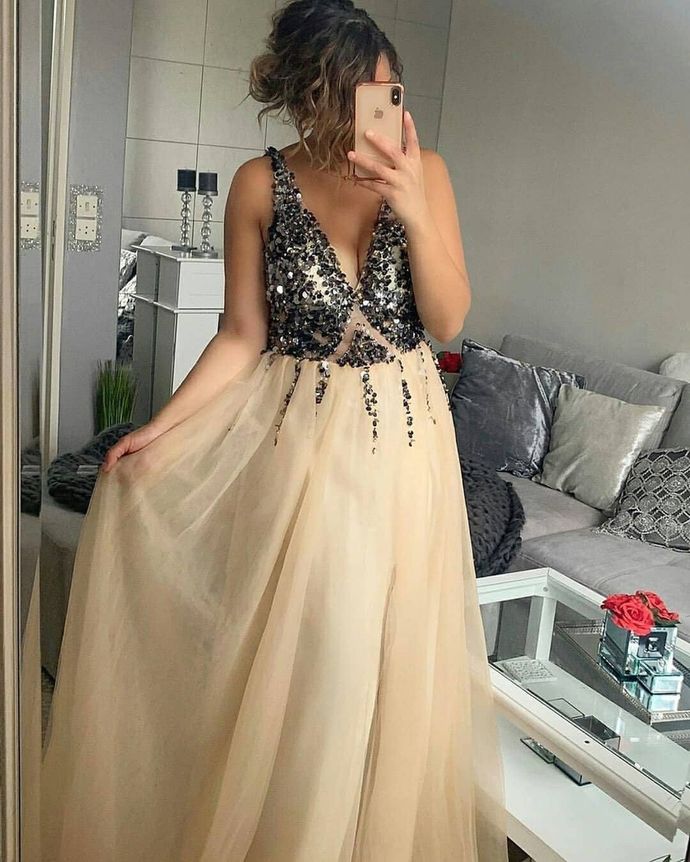 Sexy Prom Dress,Beading Prom Dress,V-Neck Prom Dress,A-Line Prom Dress,Long Prom Dress cg15139