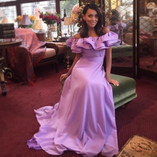 Unique Lavender Long Prom Dress Off Shoulder Formal Evening Dresses cg15206
