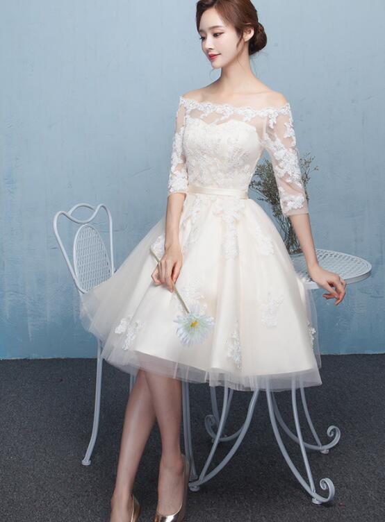 Off Shoulder Party Dress With Lace Homecoming Dress cg15212