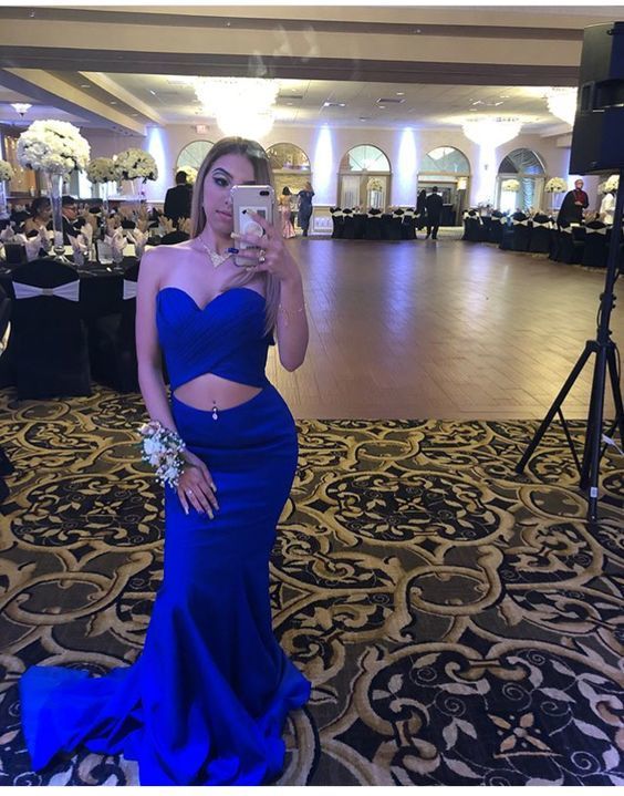 Royal Blue Strapless Long Prom Dress cg15214