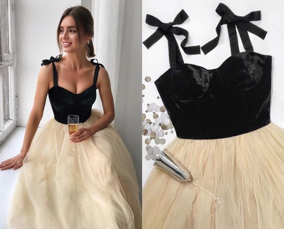 A-line Straps Tea Length Prom Dress cg15218