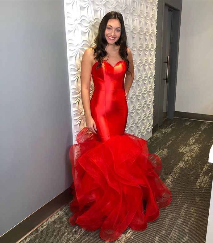 Mermaid Red Prom Dresses, Long Prom Dress, Prom dress cg15240