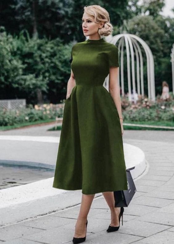 Simple Tea Length Prom Dress , Classy Prom Dress cg15261