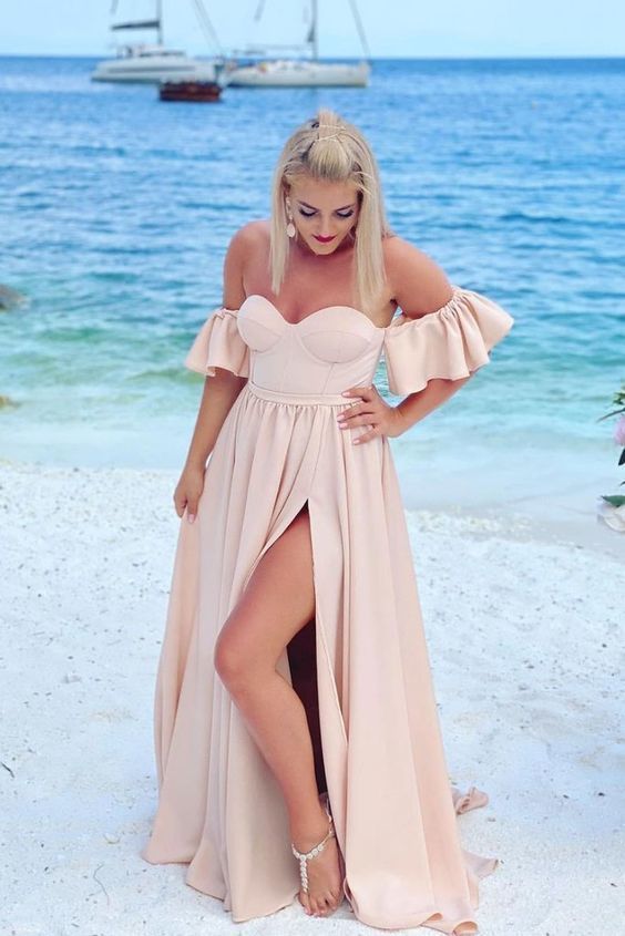 Simple long pink prom dress,pink prom dress cg15280