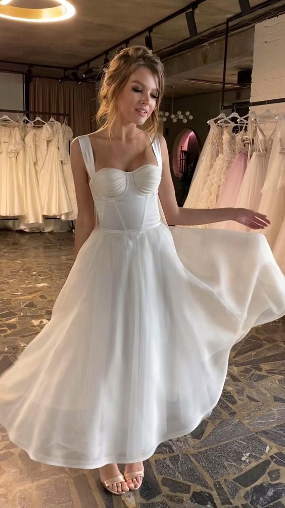 Simple Modest A-line White Prom Dress cg15282