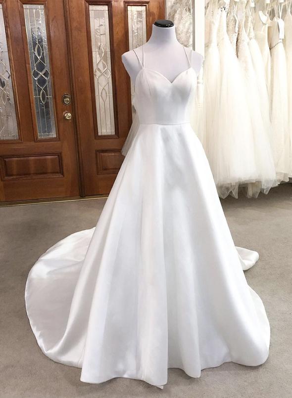 White satin long prom dress simple evening dress cg15415