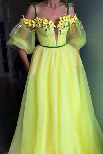 A-Linie GELB Langes Ballkleid Brautkleid cg15551