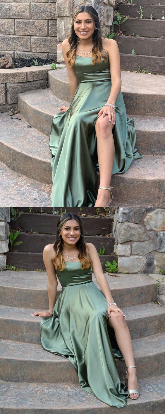 Long Prom Dresses With Slit Green Prom Dresses Modest cg15578
