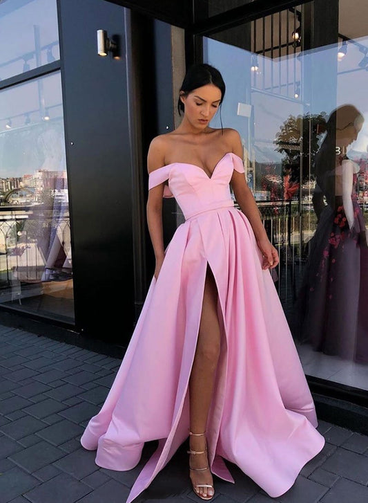 Rosa Satin langes Ballkleid, rosa Abendkleid cg1558