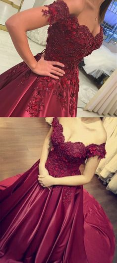 Princess Prom Dresses burgundy lace flower cg15617