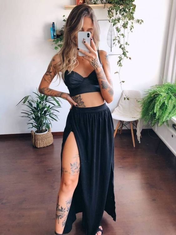 Two Piece Long Prom Dress , Sexy Prom Dress cg15706