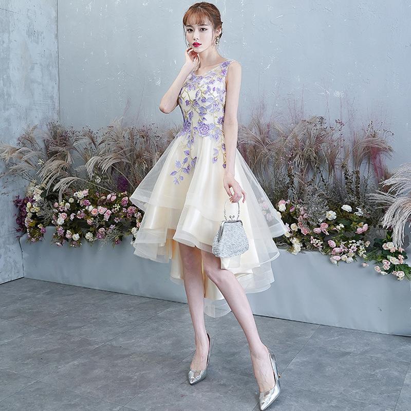 Lovely High Low Champagne Party Dress, Cute Short Homecoming Dress cg15745