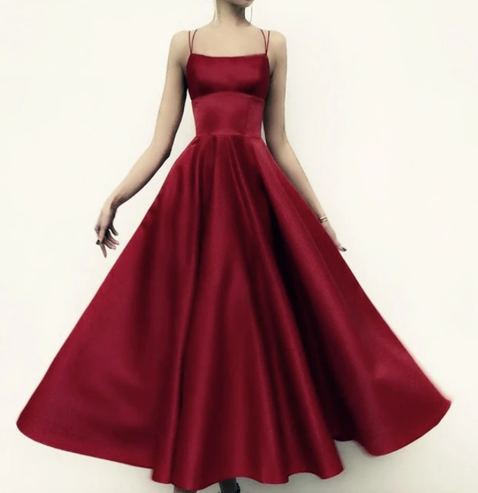 Multi Straps Prom Dresses Midi Satin Ball Gown cg15857