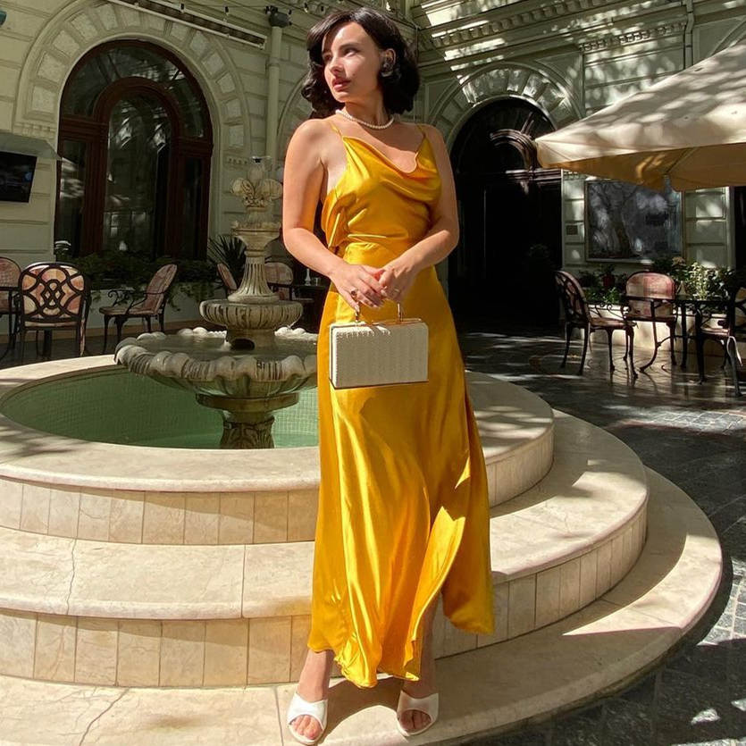Mermaid Yellow Long Prom Dress with Slit cg15873