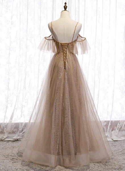Sweetheart Long Spaghetti Straps A Line Girls Prom Dress Party Dress cg15897
