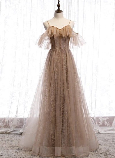 Sweetheart Long Spaghetti Straps A Line Girls Prom Dress Party Dress cg15897