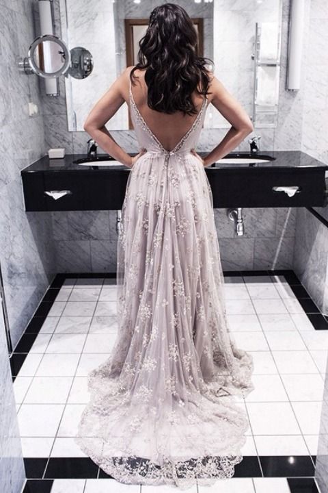 Gorgeous Strap Long Prom Dress with Open Back cg15923