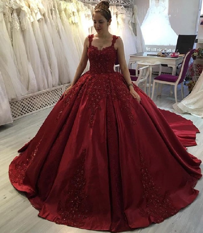 New Elegant Burgundy Lace Beaded Prom Dress,Ball Gown Long Train Forma classygown New Elegant Burgundy Lace Beaded Prom Dress,Ball Gown Long Train Forma classygown