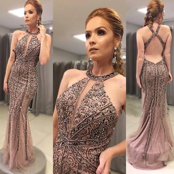 Mermaid Long Prom Dress With Beading , Charming Prom Dress cg16040