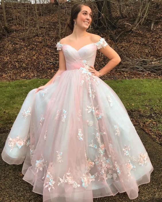 Charming Princess Dress,Tulle Prom Dress,Off the Shoulder Prom Dress cg16082