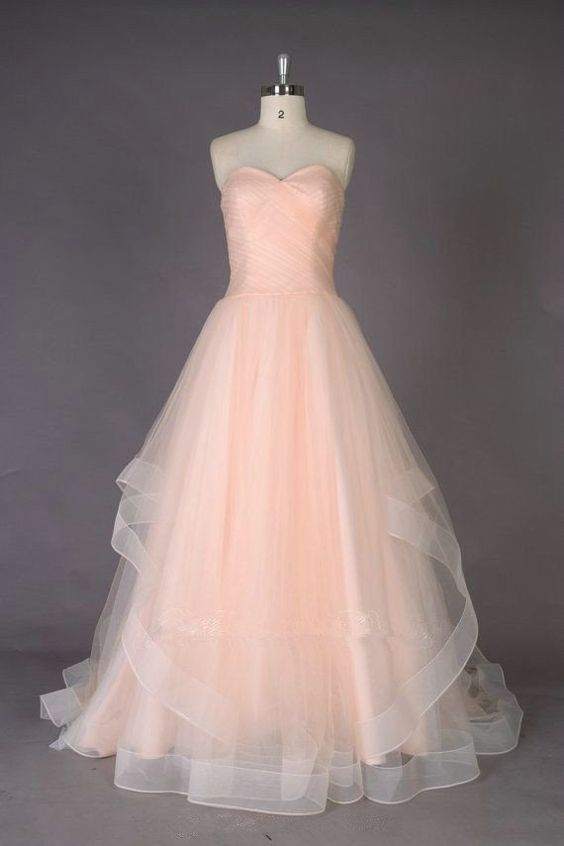 Zartrosa bodenlange Organza-Abendkleider Abendkleider cg1621