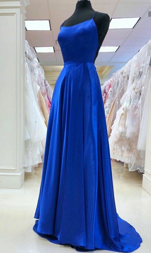 Blue Long satin Prom Dresses cg16349
