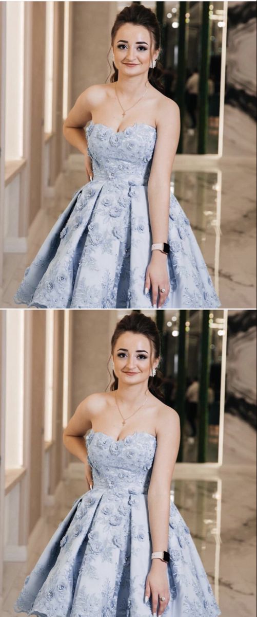 Light Blue Lace Homecoming Dresses cg16357