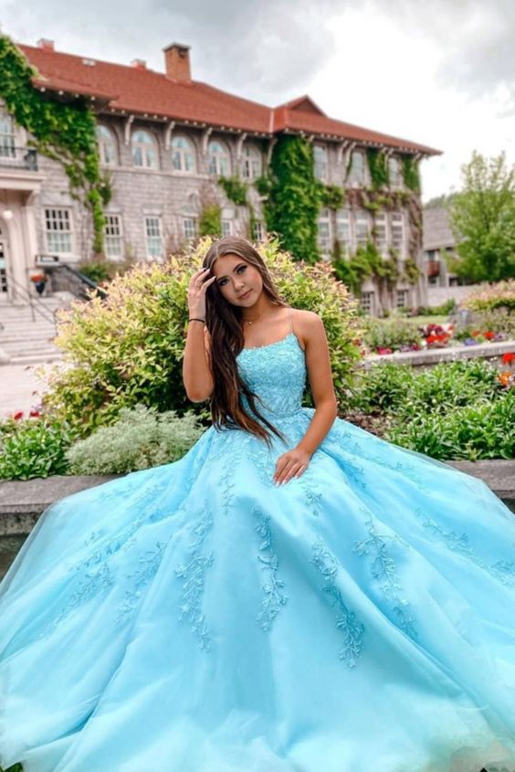 Princess Blue Long Prom Dress cg16378