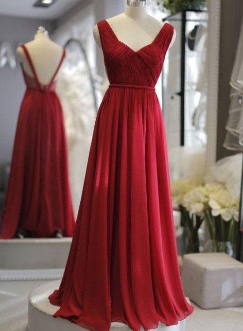 Simple Burgundy Chiffon A Line Backless Long Graduation Dress, Prom Dr classygown Simple Burgundy Chiffon A Line Backless Long Graduation Dress, Prom Dr classygown