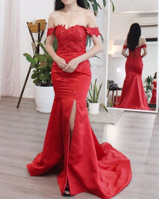 Elegante rote Meerjungfrau Brautjungfernkleider Ballkleid cg16418