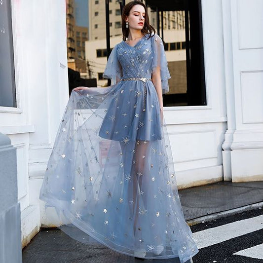 Erschwingliche himmelblaue Abendkleider 2019 A-Linie Ballkleid cg1645