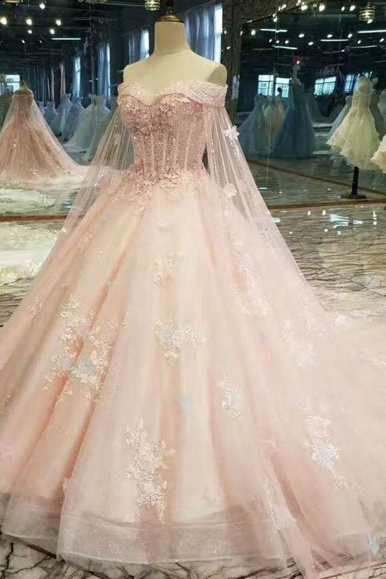 senior prom dress, wedding dress with lace applique cg16465