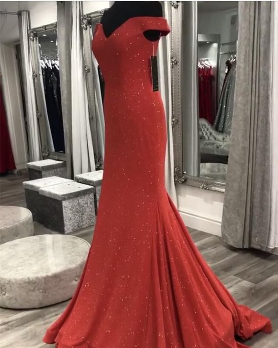 Sparkle Mermaid Off The Shoulder Prom Dresses cg16477